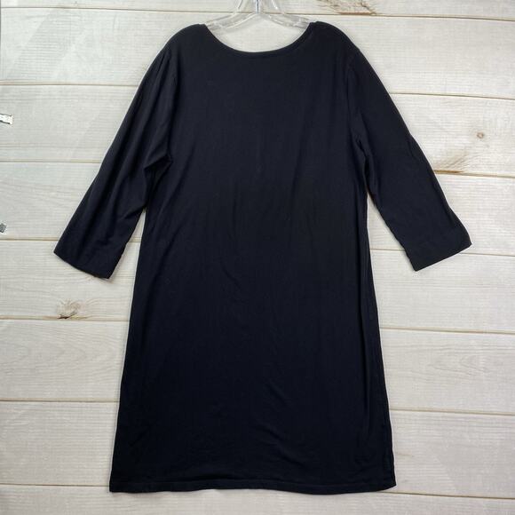 Soma Sleepshirt Sz L Black Butterflies Cotton Pajamas Night Gown 1/4 Button - Picture 9 of 9